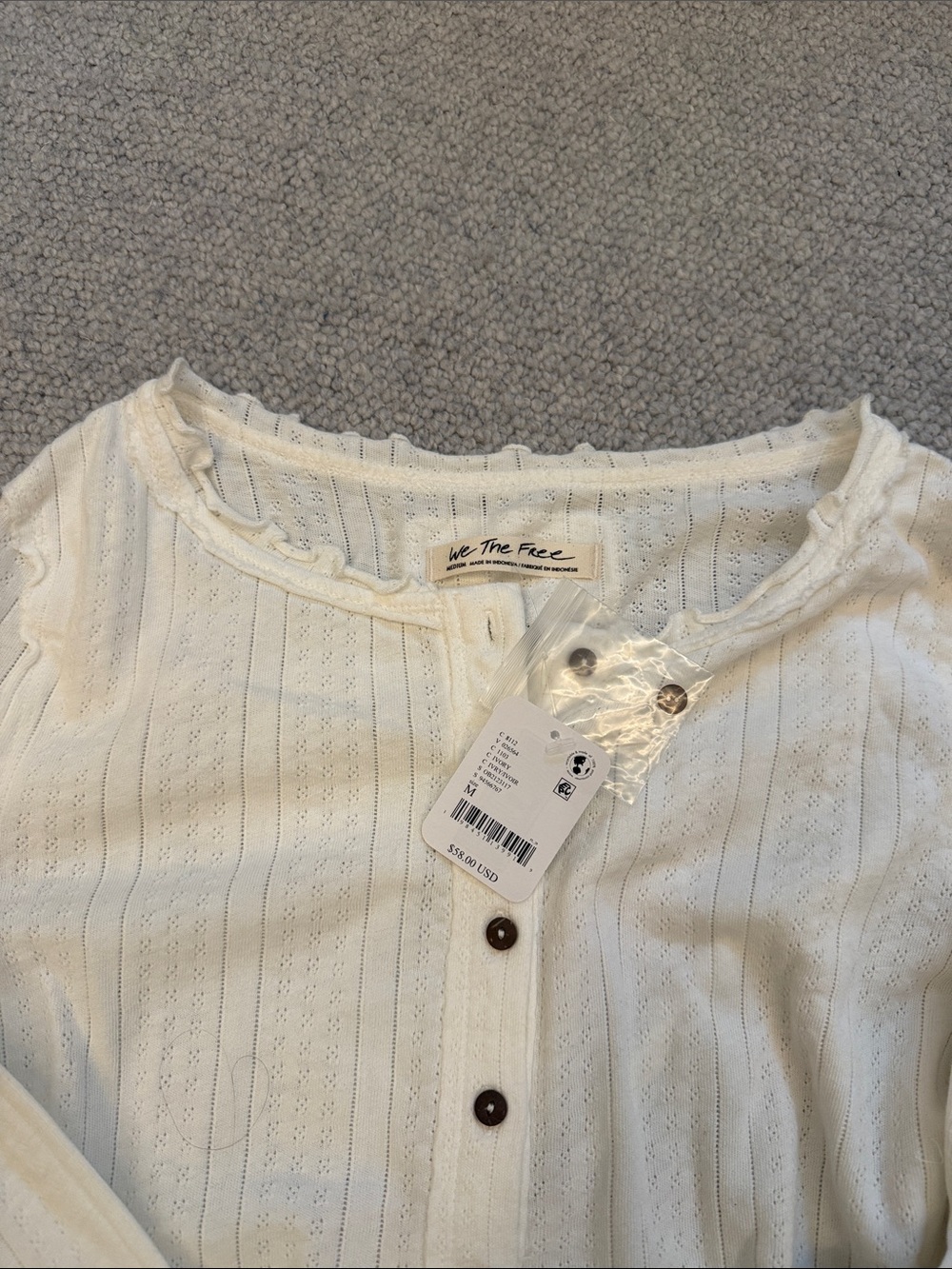 We The Free Cream Button-Front Ribbed Knit Top - Picture 3 of 7